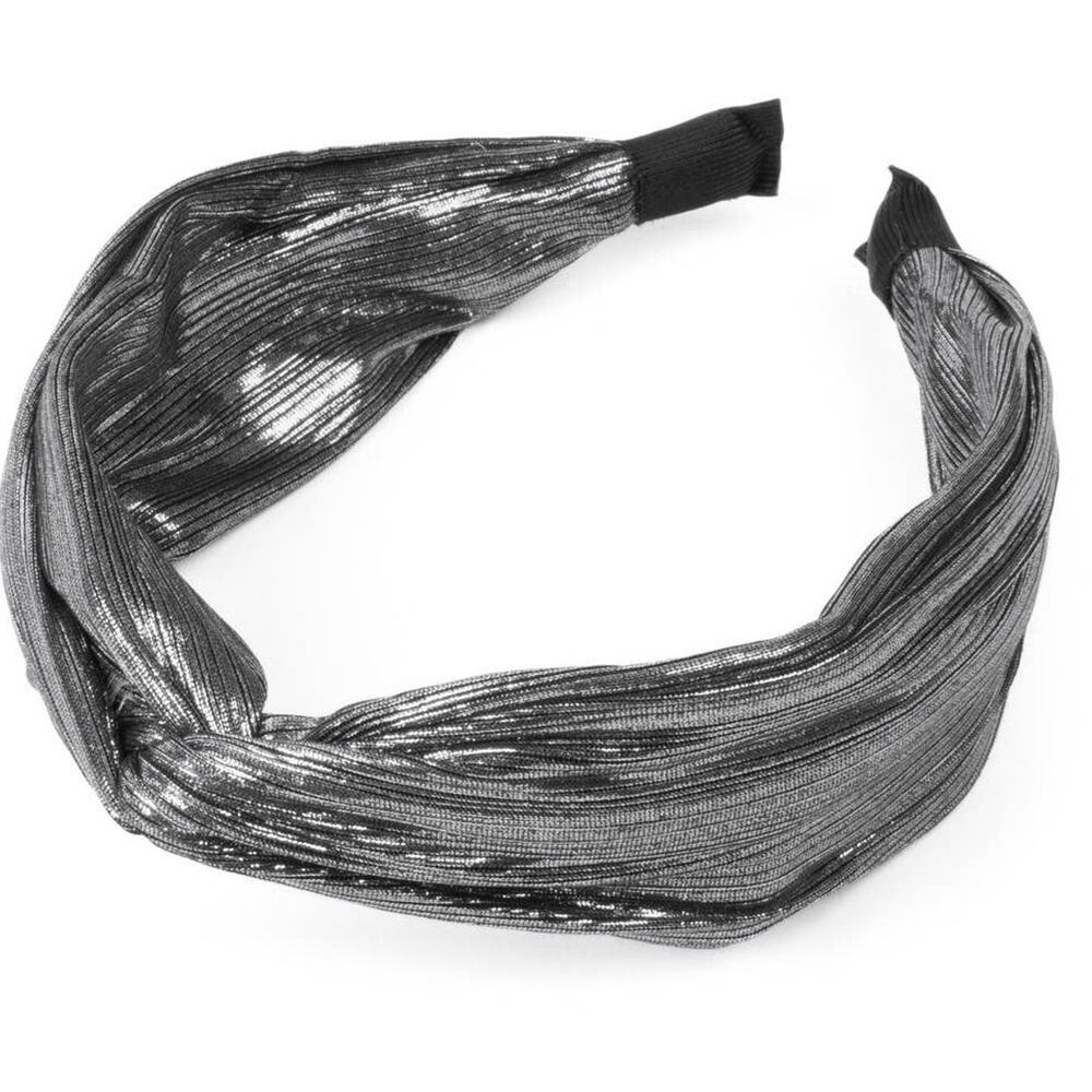 Knotted Headband Metallic Texture Charcoal